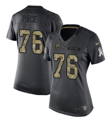 Women's Nike Los Angeles Rams #76 Orlando Pace Limited Black 2016 Salute to Service NFL Jersey