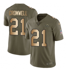 Men's Nike Los Angeles Rams #21 Nolan Cromwell Limited Olive/Gold 2017 Salute to Service NFL Jersey