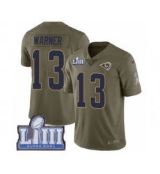 Youth Nike Los Angeles Rams #13 Kurt Warner Limited Olive 2017 Salute to Service Super Bowl LIII Bound NFL Jersey