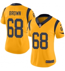 Women's Nike Los Angeles Rams #68 Jamon Brown Limited Gold Rush Vapor Untouchable NFL Jersey