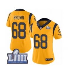 Women's Nike Los Angeles Rams #68 Jamon Brown Limited Gold Rush Vapor Untouchable Super Bowl LIII Bound NFL Jersey