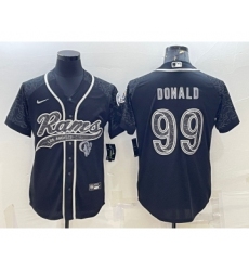 Men's Los Angeles Rams #99 Aaron Donald Black Reflective With Patch Cool Base Stitched Baseball Jersey