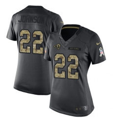 Women's Nike Los Angeles Rams #22 Trumaine Johnson Limited Black 2016 Salute to Service NFL Jersey