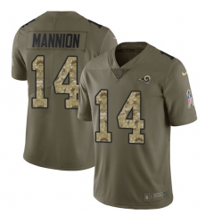 Men's Nike Los Angeles Rams #14 Sean Mannion Limited Olive/Camo 2017 Salute to Service NFL Jersey