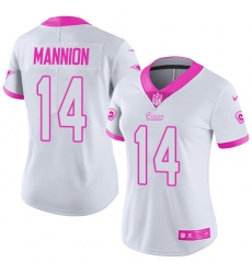 Women's Nike Los Angeles Rams #14 Sean Mannion Limited White/Pink Rush Fashion NFL Jersey