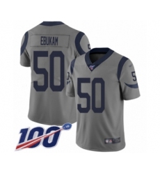 Men's Los Angeles Rams #50 Samson Ebukam Limited Gray Inverted Legend 100th Season Football Jersey
