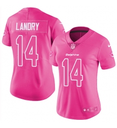 Women's Nike Miami Dolphins #14 Jarvis Landry Limited Pink Rush Fashion NFL Jersey