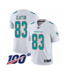 Men's Miami Dolphins #83 Mark Clayton White Vapor Untouchable Limited Player 100th Season Football Jersey