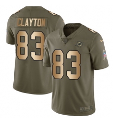 Youth Nike Miami Dolphins #83 Mark Clayton Limited Olive/Gold 2017 Salute to Service NFL Jersey