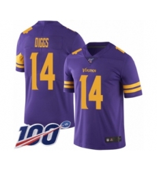 Men's Minnesota Vikings #14 Stefon Diggs Limited Purple Rush Vapor Untouchable 100th Season Football Jersey