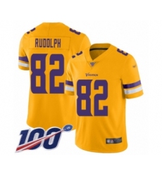 Men's Minnesota Vikings #82 Kyle Rudolph Limited Gold Inverted Legend 100th Season Football Jersey