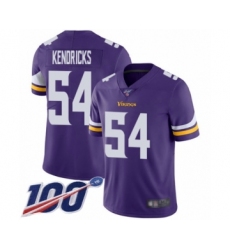 Men's Minnesota Vikings #54 Eric Kendricks Purple Team Color Vapor Untouchable Limited Player 100th Season Football Jersey