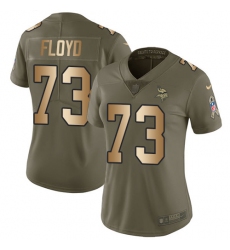 Women's Nike Minnesota Vikings #73 Sharrif Floyd Limited Olive/Gold 2017 Salute to Service NFL Jersey