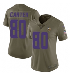 Women's Nike Minnesota Vikings #80 Cris Carter Limited Olive 2017 Salute to Service NFL Jersey