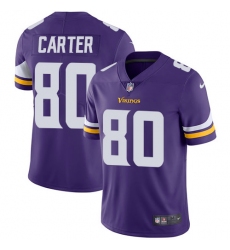 Youth Nike Minnesota Vikings #80 Cris Carter Purple Team Color Vapor Untouchable Limited Player NFL Jersey