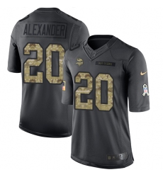 Men's Nike Minnesota Vikings #20 Mackensie Alexander Limited Black 2016 Salute to Service NFL Jersey