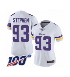 Women's Minnesota Vikings #93 Shamar Stephen White Vapor Untouchable Limited Player 100th Season Football Jersey