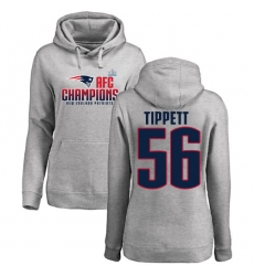 Women's Nike New England Patriots #56 Andre Tippett Heather Gray 2017 AFC Champions Pullover Hoodie