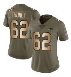 Women's Nike New England Patriots #62 Joe Thuney Limited Olive/Gold 2017 Salute to Service NFL Jersey