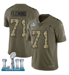 Men's Nike New England Patriots #71 Cameron Fleming Limited Olive/Camo 2017 Salute to Service Super Bowl LII NFL Jersey