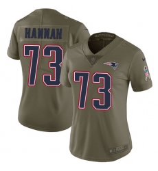Women's Nike New England Patriots #73 John Hannah Limited Olive 2017 Salute to Service NFL Jersey