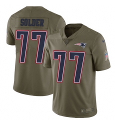 Men's Nike New England Patriots #77 Nate Solder Limited Olive 2017 Salute to Service NFL Jersey