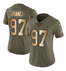 Women's Nike New England Patriots #97 Alan Branch Limited Olive/Gold 2017 Salute to Service NFL Jersey