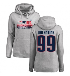 Women's Nike New England Patriots #99 Vincent Valentine Heather Gray 2017 AFC Champions Pullover Hoodie