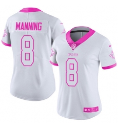 Women's Nike New Orleans Saints #8 Archie Manning Limited White/Pink Rush Fashion NFL Jersey