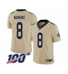 Youth New Orleans Saints #8 Archie Manning Limited Gold Inverted Legend 100th Season Football Jersey