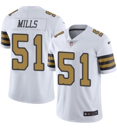 Men's Nike New Orleans Saints #51 Sam Mills Limited White Rush Vapor Untouchable NFL Jersey