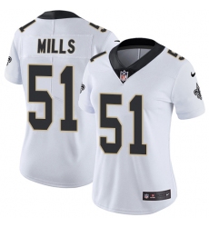 Women's Nike New Orleans Saints #51 Sam Mills White Vapor Untouchable Limited Player NFL Jersey