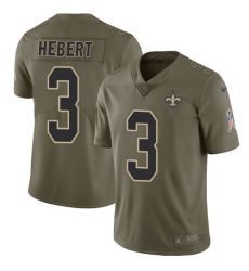 Men's Nike New Orleans Saints #3 Bobby Hebert Limited Olive 2017 Salute to Service NFL Jersey