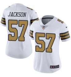 Women's Nike New Orleans Saints #57 Rickey Jackson Limited White Rush Vapor Untouchable NFL Jersey