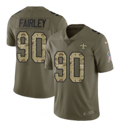 Men's Nike New Orleans Saints #90 Nick Fairley Limited Olive/Camo 2017 Salute to Service NFL Jersey