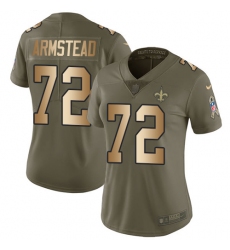 Women's Nike New Orleans Saints #72 Terron Armstead Limited Olive/Gold 2017 Salute to Service NFL Jersey