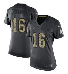 Women's Nike New Orleans Saints #16 Brandon Coleman Limited Black 2016 Salute to Service NFL Jersey