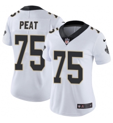 Women's Nike New Orleans Saints #75 Andrus Peat White Vapor Untouchable Limited Player NFL Jersey