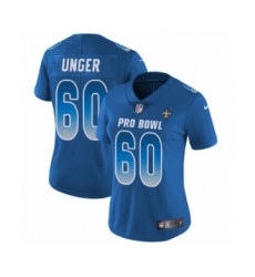 Women's Nike New Orleans Saints #60 Max Unger Limited Royal Blue NFC 2019 Pro Bowl NFL Jersey
