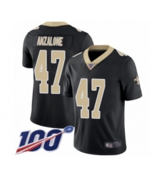 Men's New Orleans Saints #47 Alex Anzalone Black Team Color Vapor Untouchable Limited Player 100th Season Football Jersey