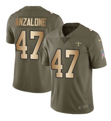Men's Nike New Orleans Saints #47 Alex Anzalone Limited Olive/Gold 2017 Salute to Service NFL Jersey