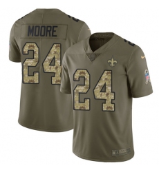 Men's Nike New Orleans Saints #24 Sterling Moore Limited Olive/Camo 2017 Salute to Service NFL Jersey
