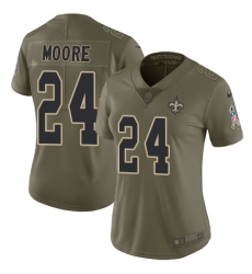 Women's Nike New Orleans Saints #24 Sterling Moore Limited Olive 2017 Salute to Service NFL Jersey