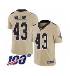 Men's New Orleans Saints #43 Marcus Williams Limited Gold Inverted Legend 100th Season Football Jersey