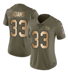 Women's Nike New York Giants #33 Andrew Adams Limited Olive/Gold 2017 Salute to Service NFL Jersey