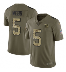 Men's Nike New York Giants #5 Davis Webb Limited Olive/Camo 2017 Salute to Service NFL Jersey