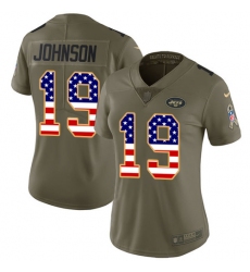 Women's Nike New York Jets #19 Keyshawn Johnson Limited Olive/USA Flag 2017 Salute to Service NFL Jersey