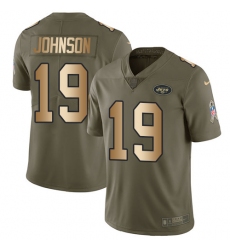 Youth Nike New York Jets #19 Keyshawn Johnson Limited Olive/Gold 2017 Salute to Service NFL Jersey