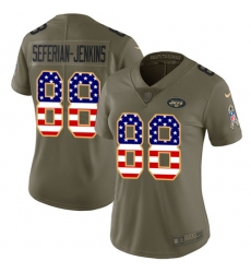 Women's Nike New York Jets #88 Austin Seferian-Jenkins Limited Olive/USA Flag 2017 Salute to Service NFL Jersey