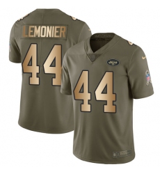 Youth Nike New York Jets #44 Corey Lemonier Limited Olive/Gold 2017 Salute to Service NFL Jersey